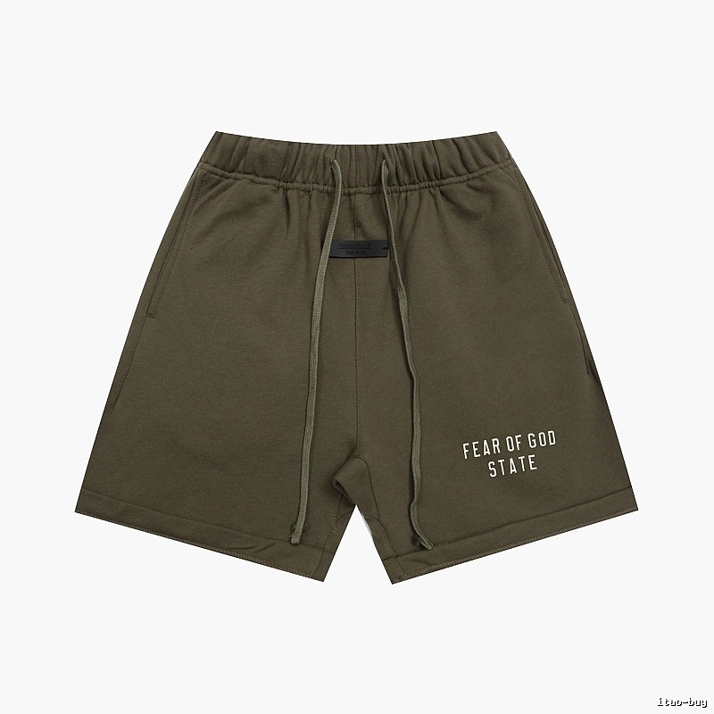 ESSENTIALS Sporty Military Green Shorts