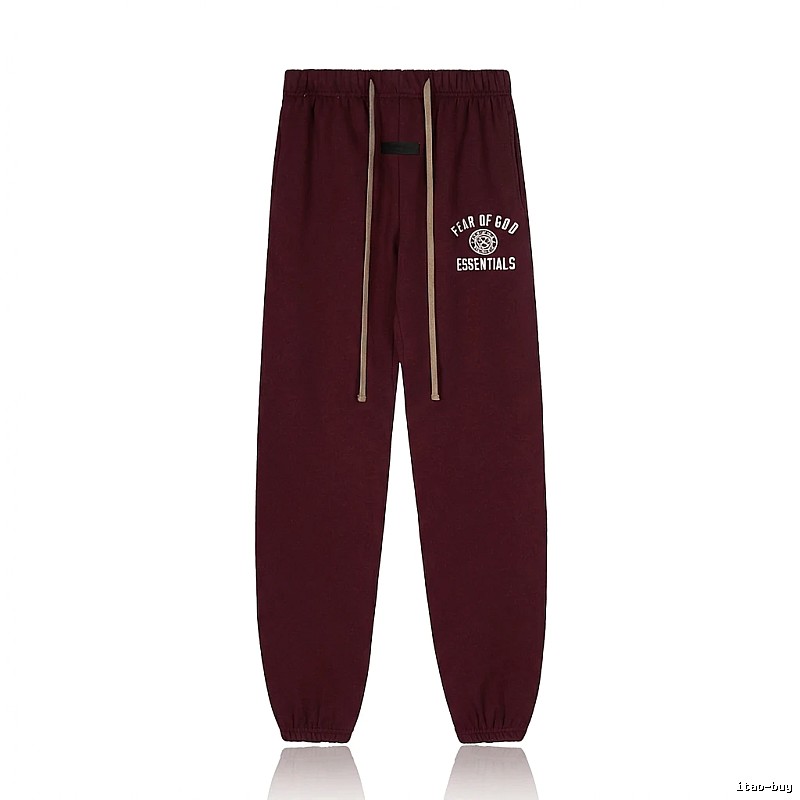 ESSENTIALS Trendy Casual Wine Red Sweatpants