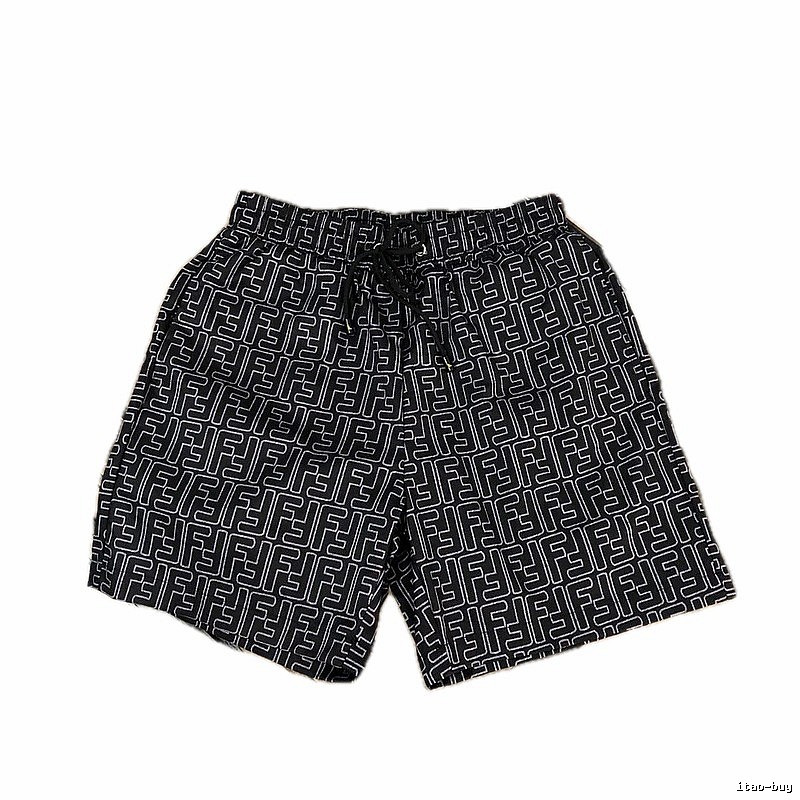 Fendi Double F Collection Vintage Monogram Style Black Shorts