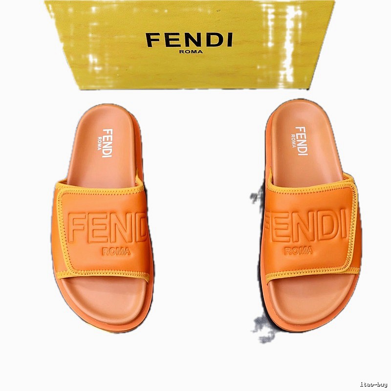 Fendi Roma Minimalist Style Orange Slide Sandals