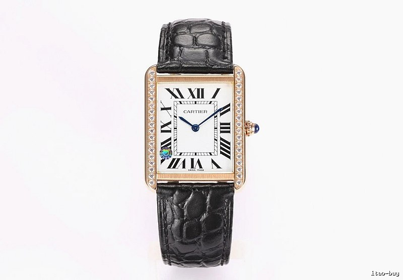 Gifting Cartier Tank-Style Dress Watch - Rose Gold And Black