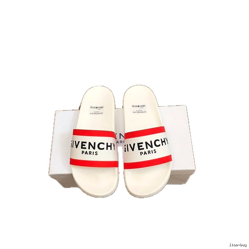 Givenchy Casual Style Letter Print White and Red Slides