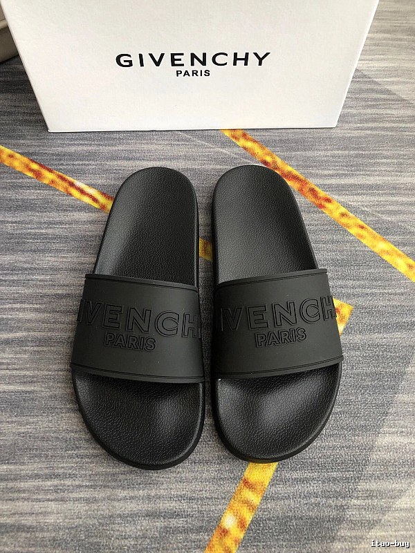 Givenchy PARIS Embossed Casual Black Slides