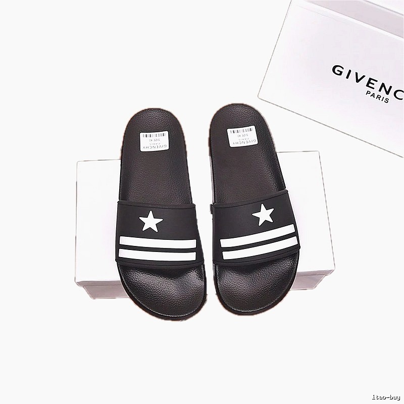 Givenchy Star-Stripe Trendy Style Black Slides