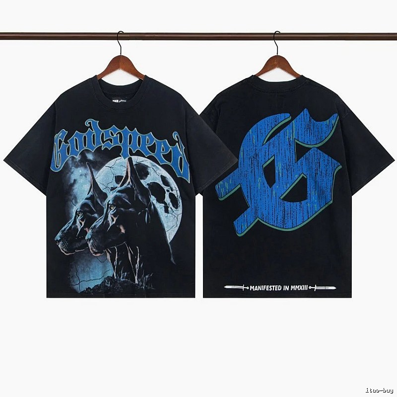 Godspeed Doberman Print Dark Style Black Short Sleeve T-shirt