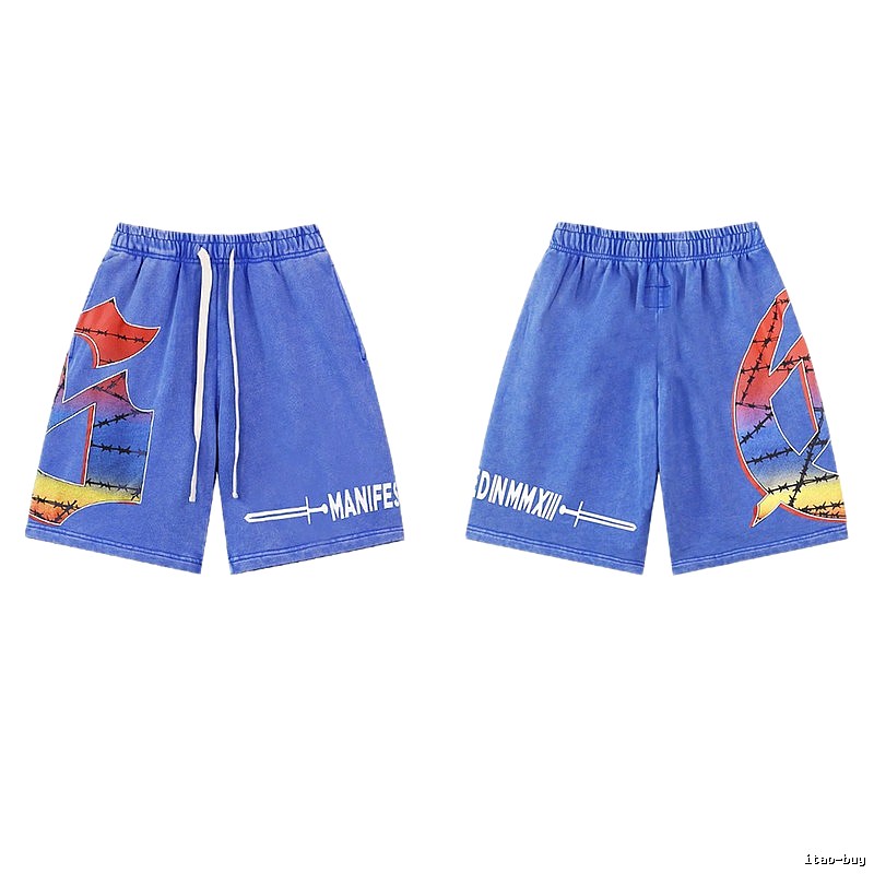 Godspeed Printed Street Style Blue Shorts