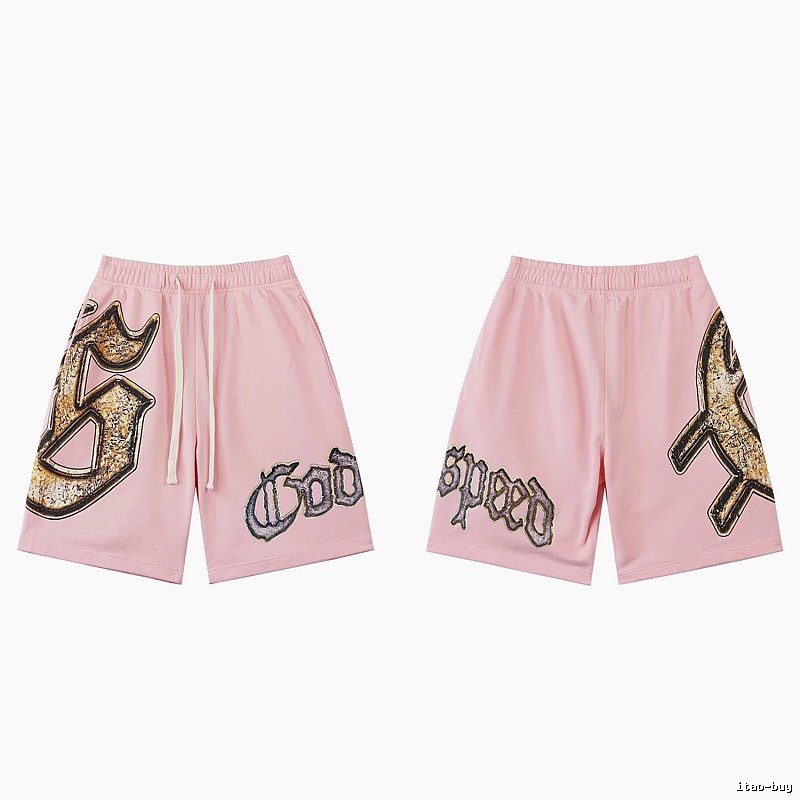 Godspeed Printed Vintage Style Pink Shorts