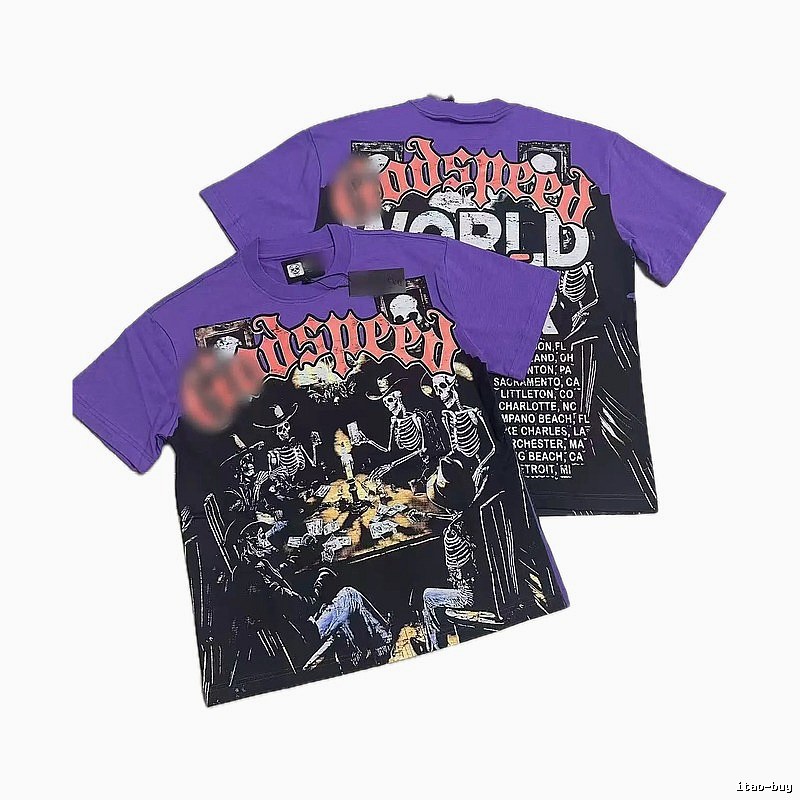 Godspeed Skull Poker Street Style Purple T-shirt