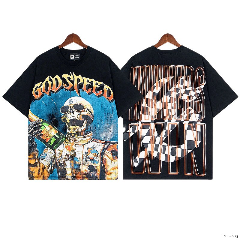 Godspeed Skull Print Street Style Black T-Shirt