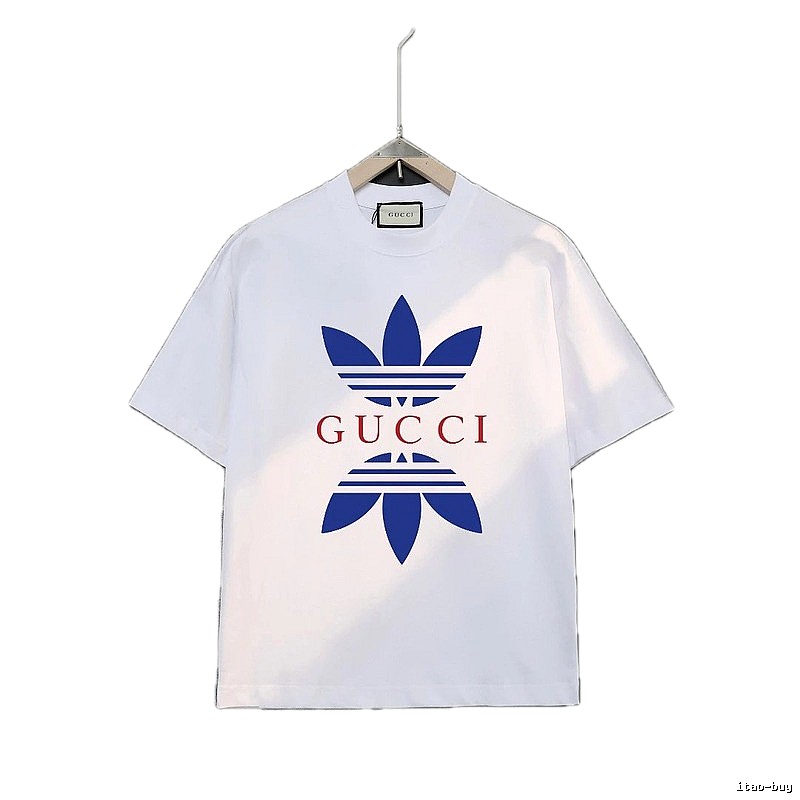 Gucci clover blue and white short-sleeved shirt