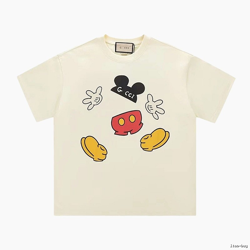 Gucci x Mickey Mouse Co-branded Fun Trendy Style Off-white T-shirt