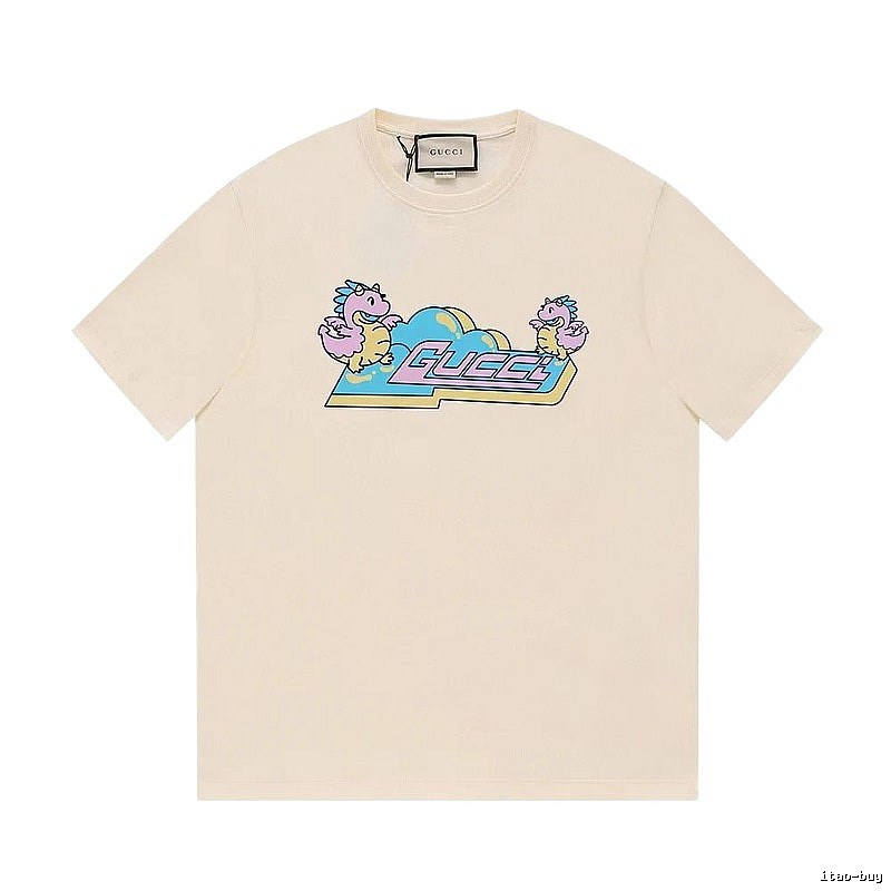 Gucci Year of the Dragon Collection Cartoon Style Off-white Short Sleeve T-shirt