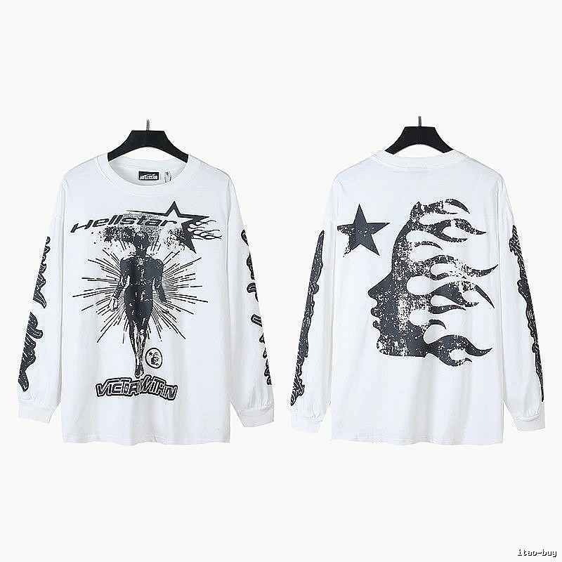 Hellstar dark style white long-sleeved shirt