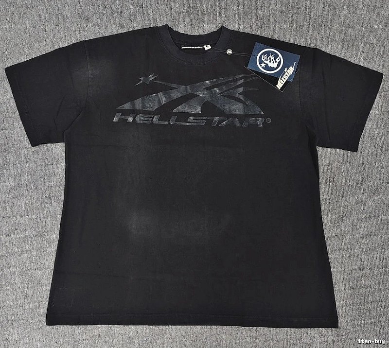 Hellstar Distressed Print High Street Style Black T-Shirt