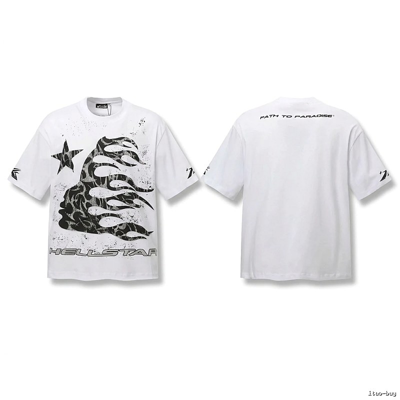 Hellstar Flame Print Style White T-shirt