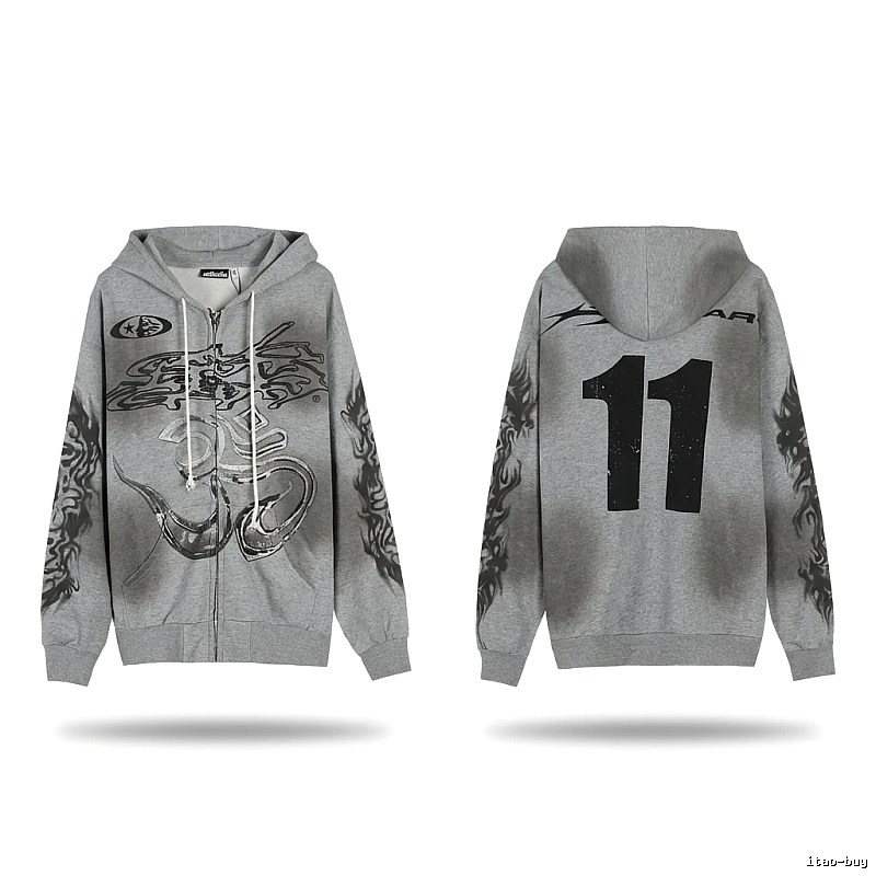 Hellstar Flame Wind Gray Sweatshirt