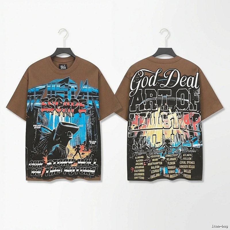 Hellstar Graffiti Style Brown T-shirt