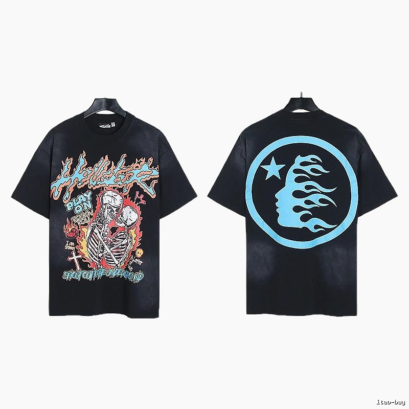 Hellstar Skull Print Street Style Black T-Shirt