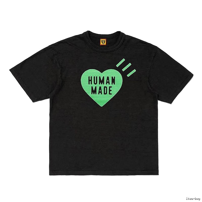 Human Made Classic Heart logo T-shirt Black Green Human for Daily Styling