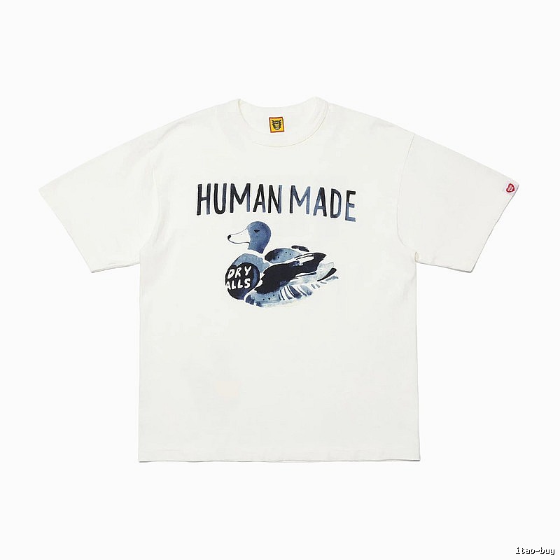 HUMAN MADE Duck Print Vintage Style Off-white Short Sleeve T-shirt