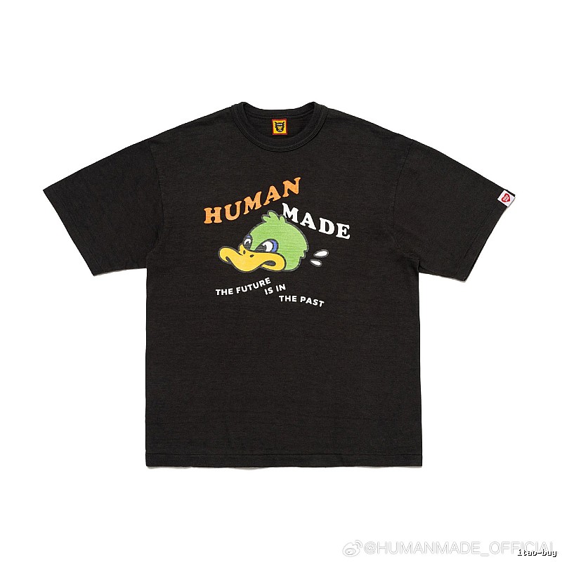 HUMAN MADE Green Duck Print Vintage Black T-Shirt