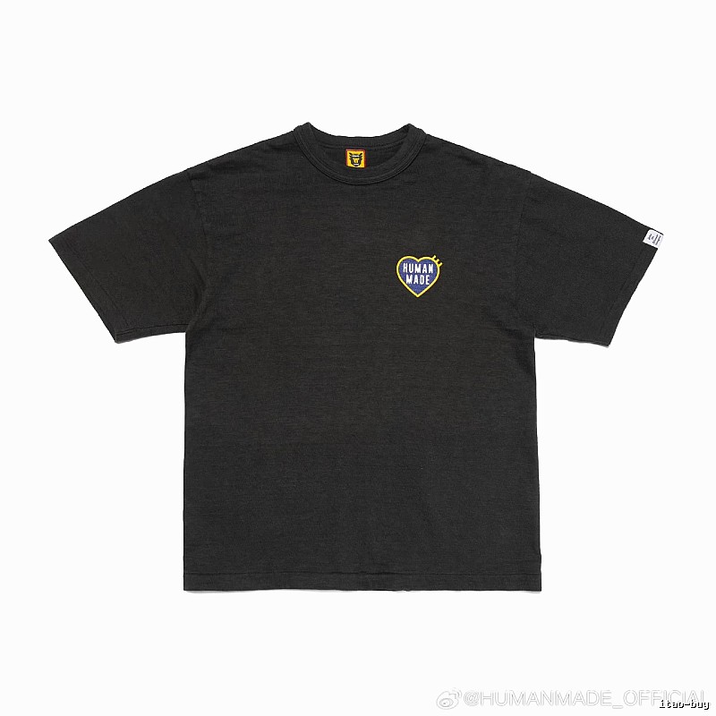 HUMAN MADE Heart Embroidered Japanese Streetwear Black T-Shirt
