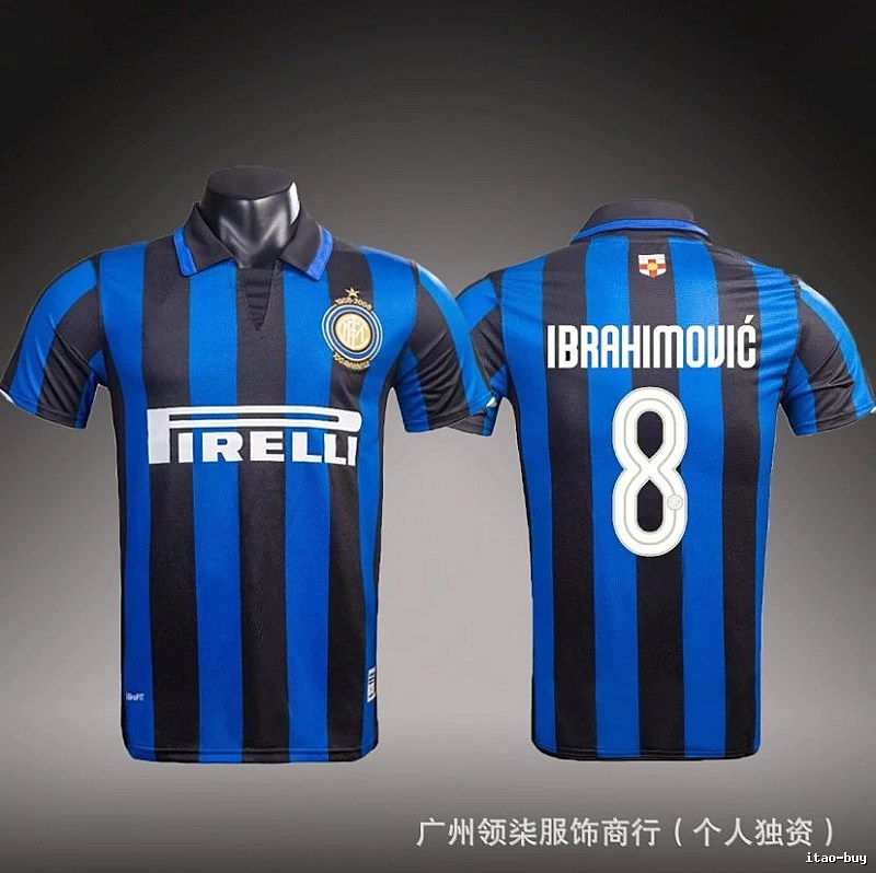 Inter Milan Patterned Brehme #3 soccer jersey Blue Black Striped with Polished Detail