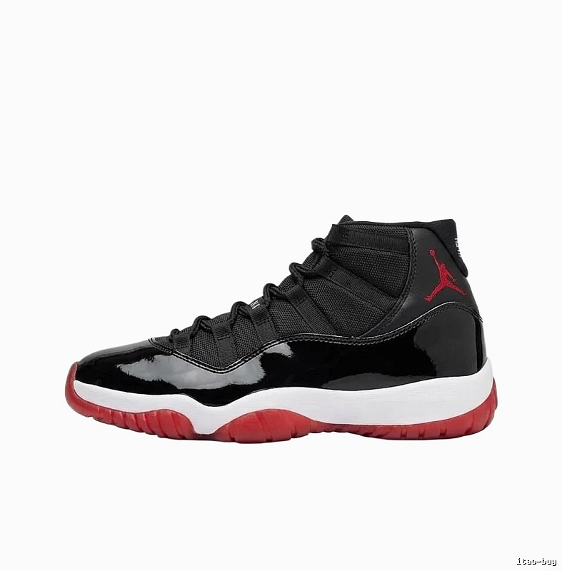 Jordan 11 High-Top Black and Red Athletic Shoes