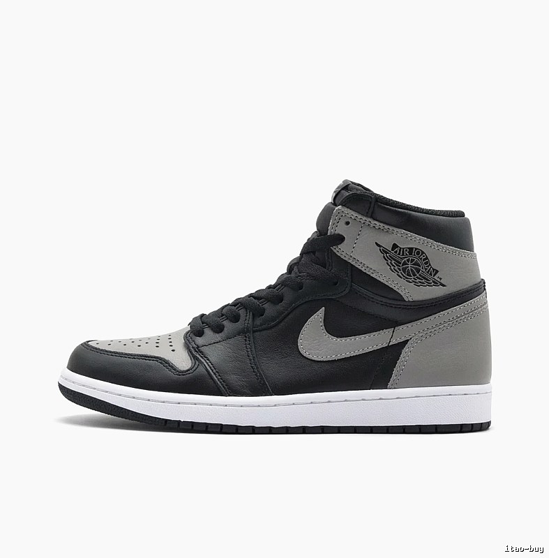 Jordan AJ1 High-Top Black and Grey Athletic Shoes