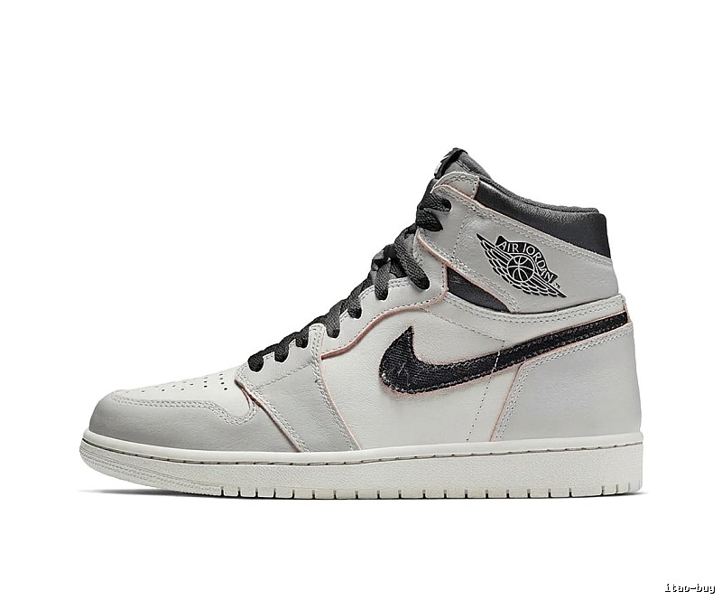 Jordan AJ1 High-Top Gray and White Athletic Shoes