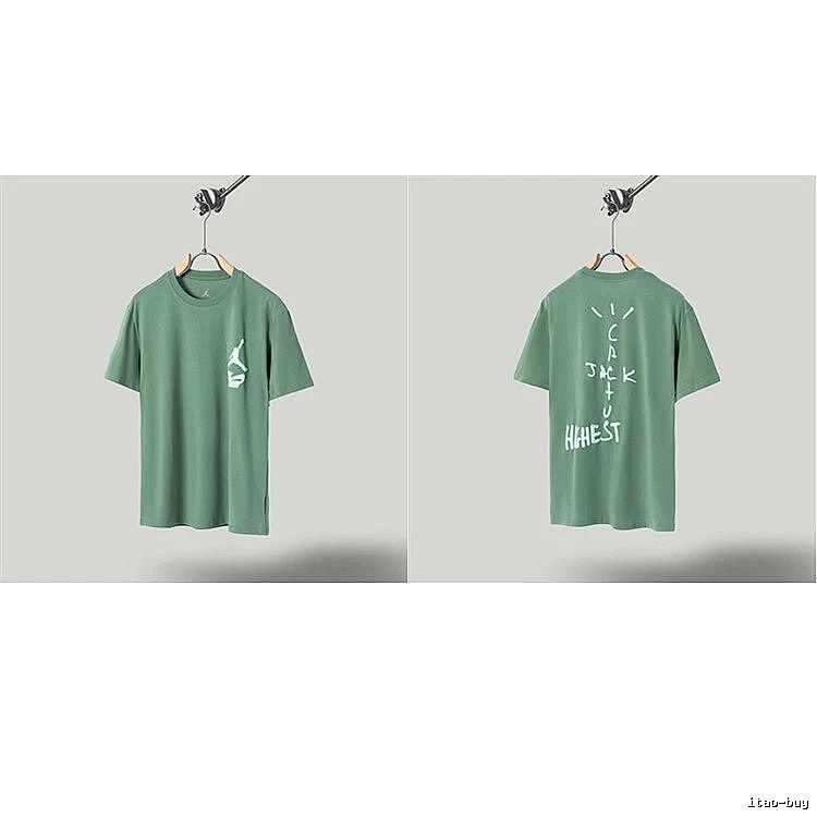 Jordan x Travis Scott Co-branded Street Style Pea Green T-Shirt