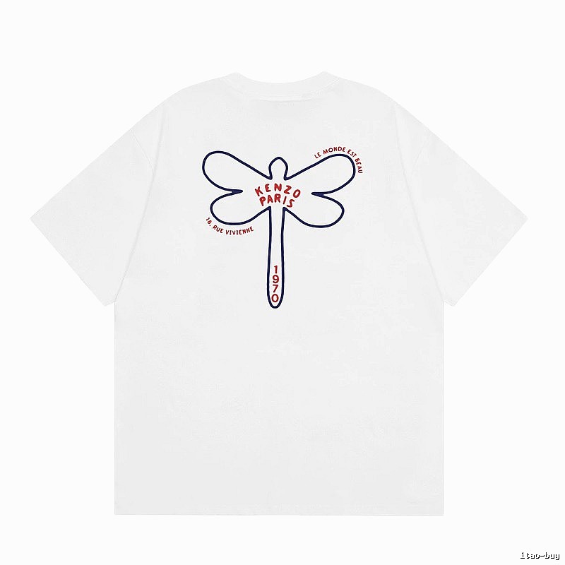 KENZO Dragonfly Print Casual White T-Shirt