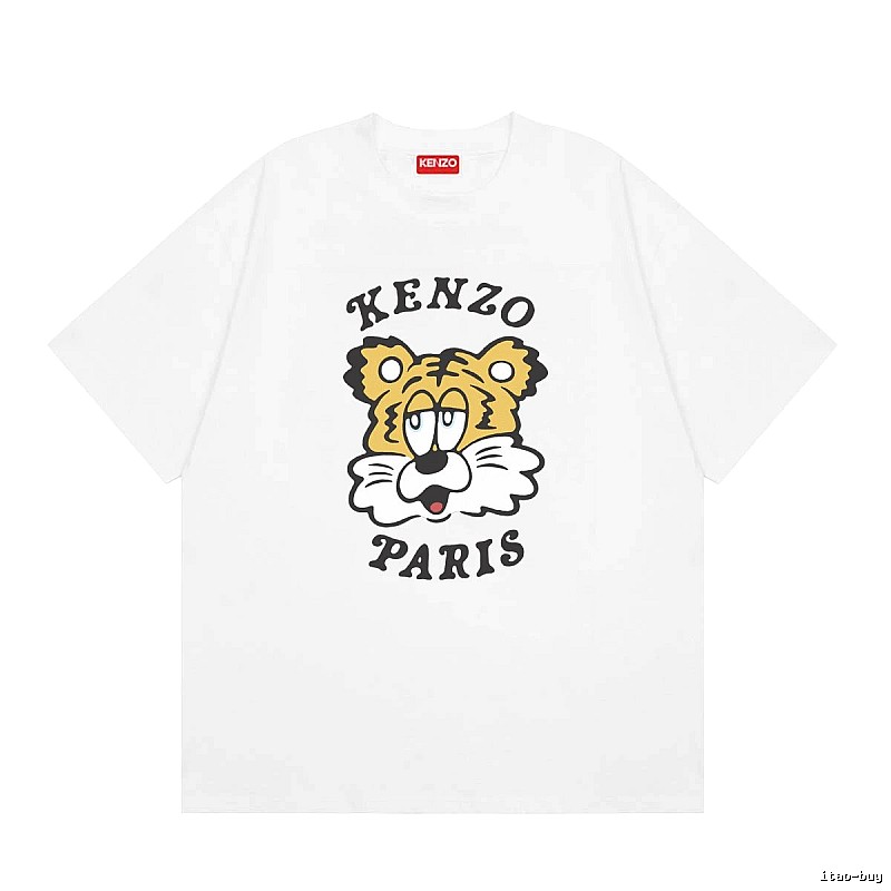 KENZO Tiger Head Casual Style White Short Sleeve T-Shirt