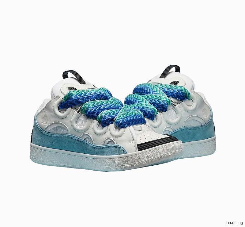 LANVIN retro-style white and blue sports shoes