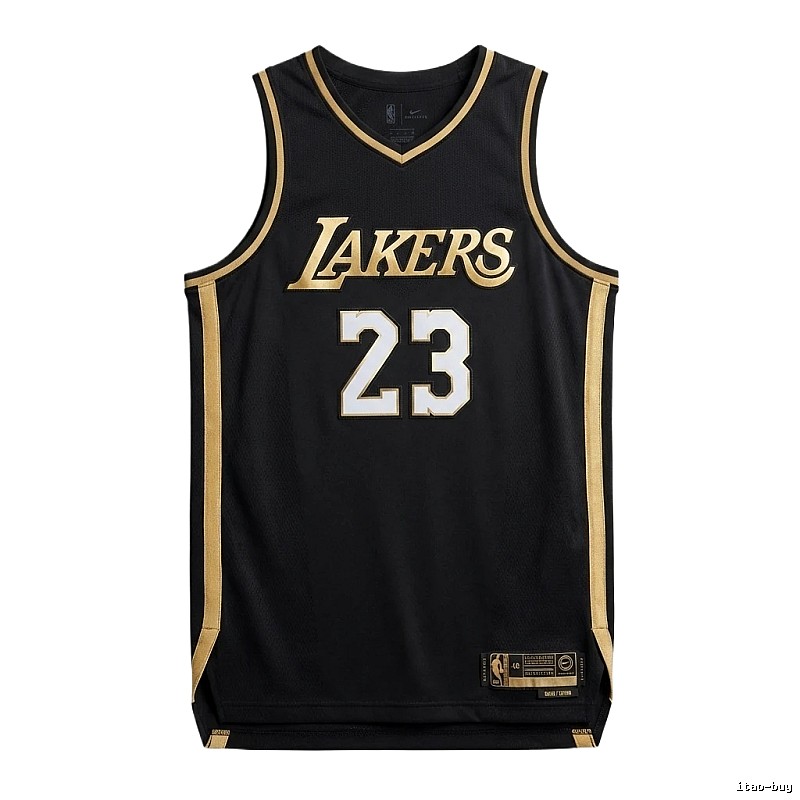 LBJ Lakers black and gold basketball uniform