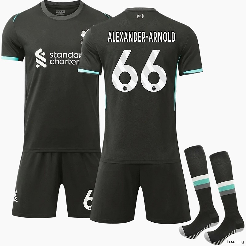 Liverpool No. 66 black jersey set