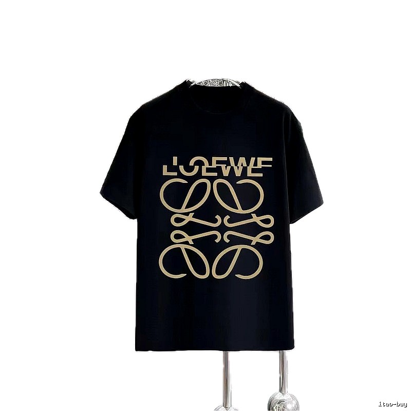 LOEWE Logo Print Trendy Black Short-Sleeve T-Shirt