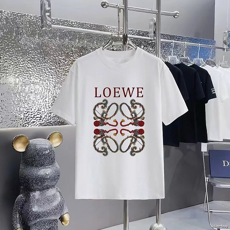 LOEWE Vintage-style Dragon Print White T-Shirt