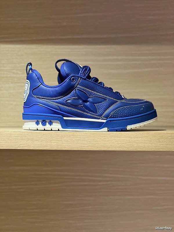 Louis Vuitton Blue Low-top Sneaker with Bright Blue Leather Panels for Streetwear Looks