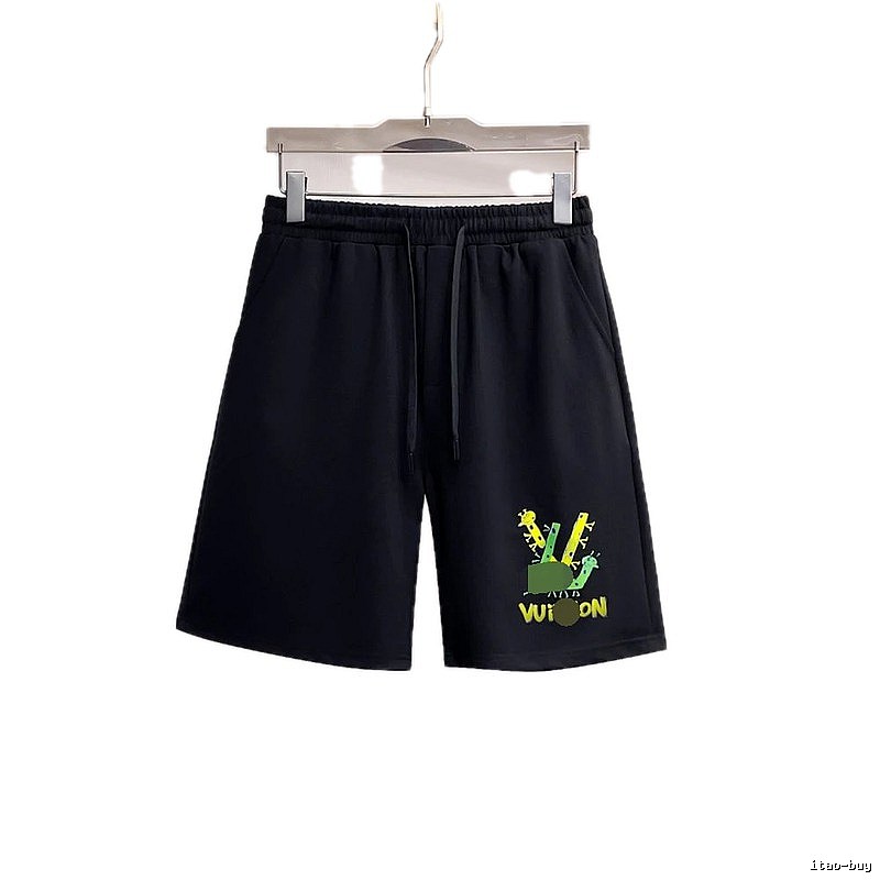 Louis Vuitton Cartoon Print Casual Style Black Shorts
