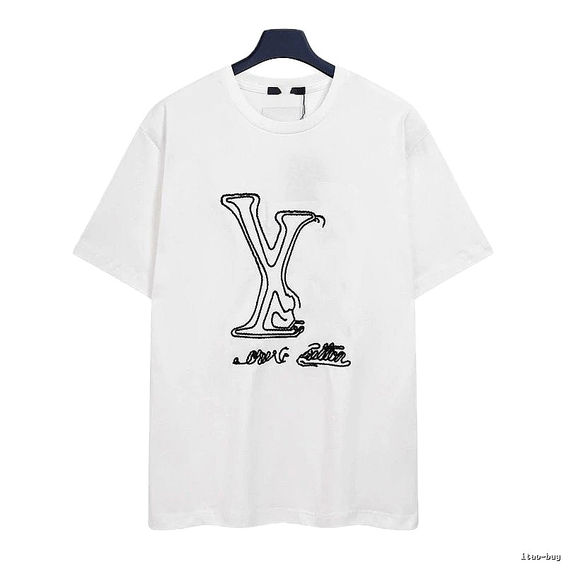 Louis Vuitton Embroidered Trendy Style White Short-sleeve T-shirt