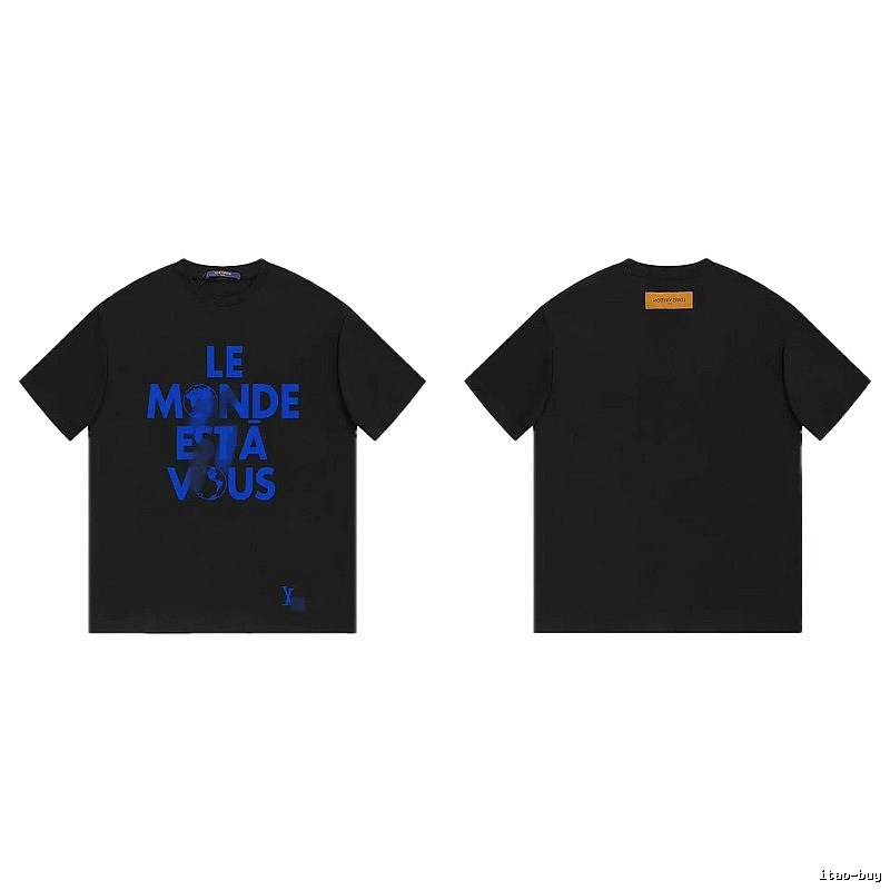 Louis Vuitton Letter Print Trendy Cool Black T-Shirt