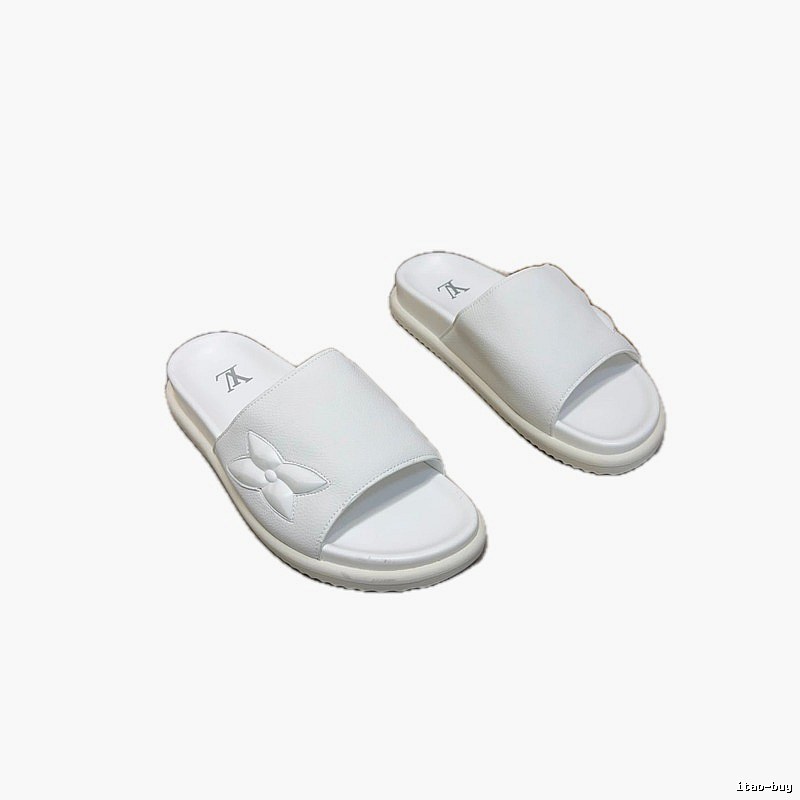 Louis Vuitton Monogram Casual Style White Slide Sandals