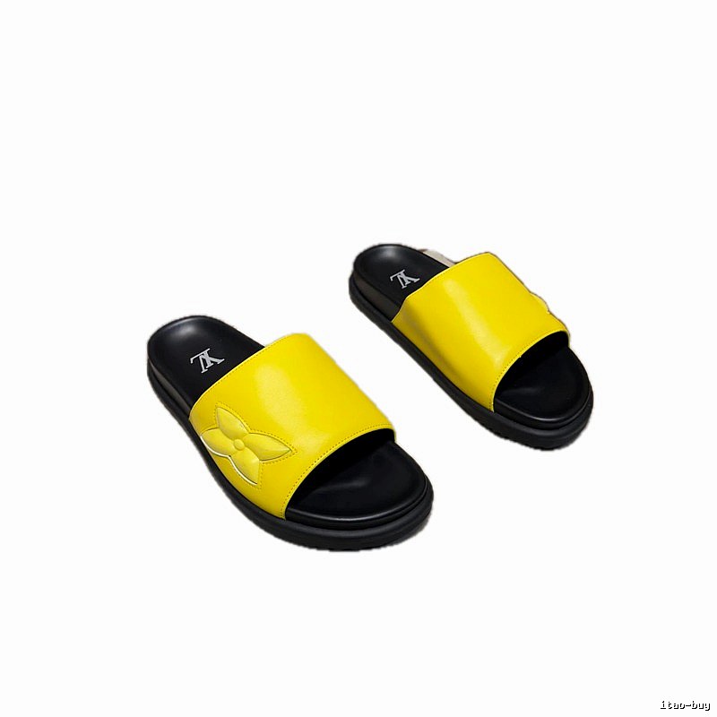 Louis Vuitton Monogram Casual Style Yellow and Black Slides