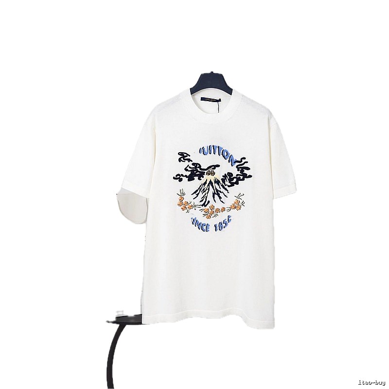 Louis Vuitton Mountain Peak Print Casual Style White T-Shirt