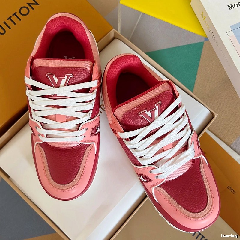 Louis Vuitton Red Low-top Sneaker with Red Pink Low-top for Photo Ready Styling