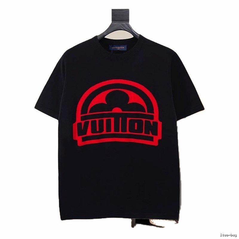 LV black and red printed trendy brand T-shirt