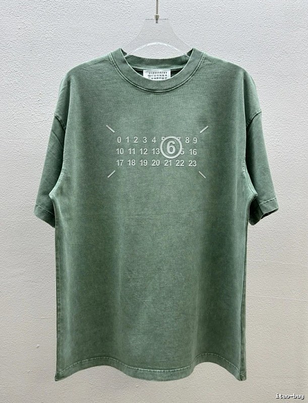 Maison Margiela MM6 Distressed Vintage Grey-green Short-sleeve T-shirt