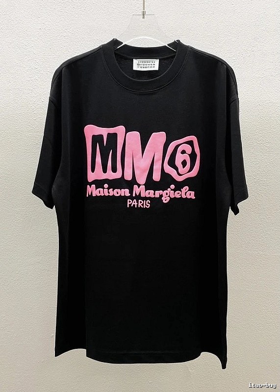 Maison Margiela MM6 Streetwear Brand Black Printed T-shirt