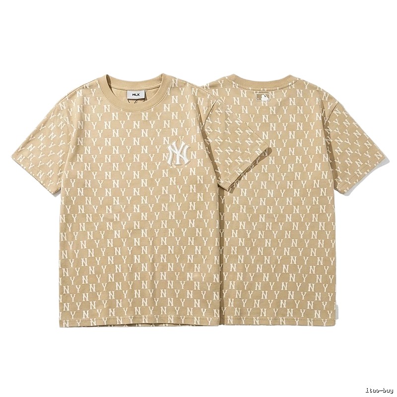 MLB Full Print Fashion Khaki Short-sleeve Shirt
